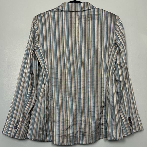 Lafayette 148 New York Striped Blue Tan Blazer Suit Jacket Coat Women’s 8 - Picture 2 of 8